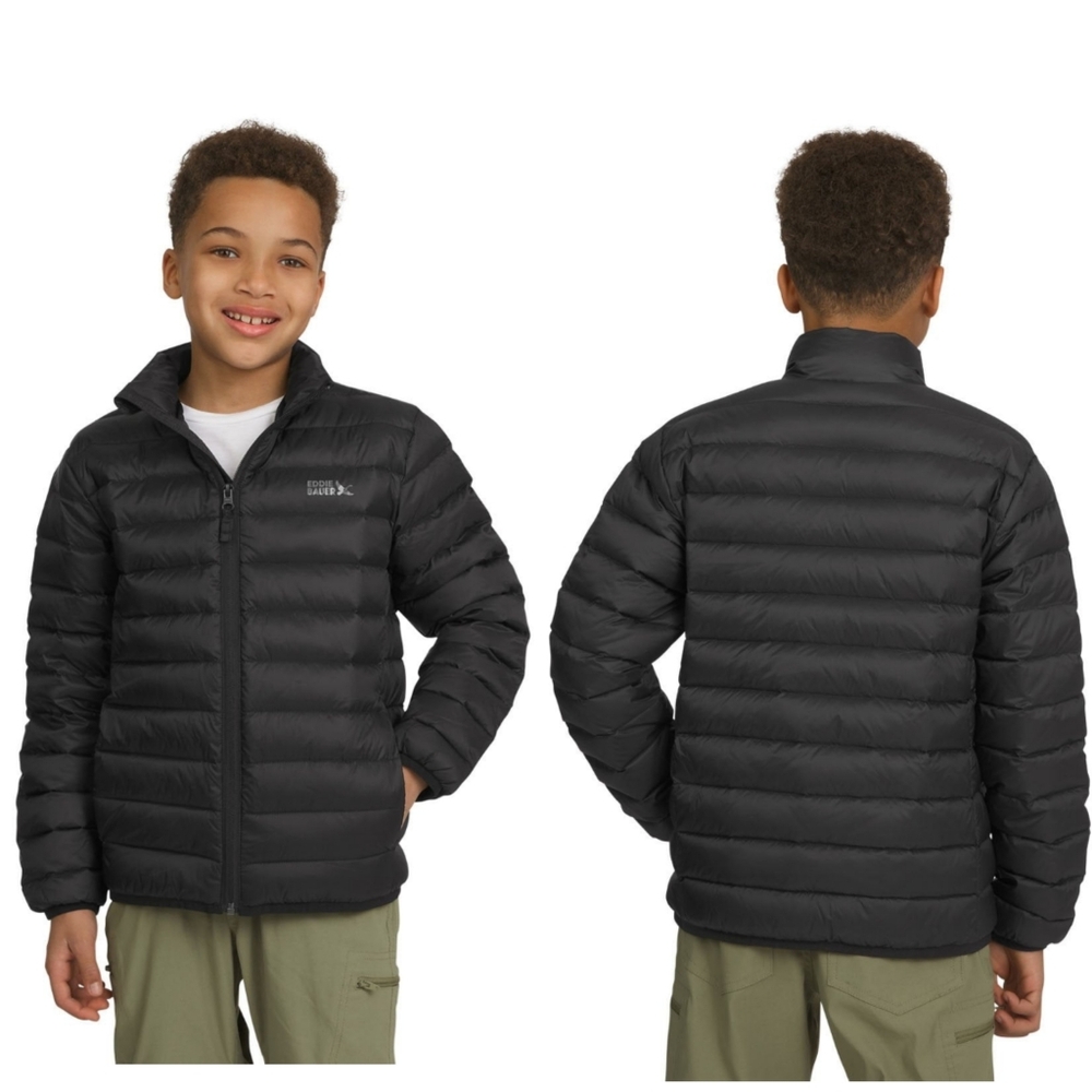 Eddie Bauer Down Medium Jacket NEW Boys Packable Black